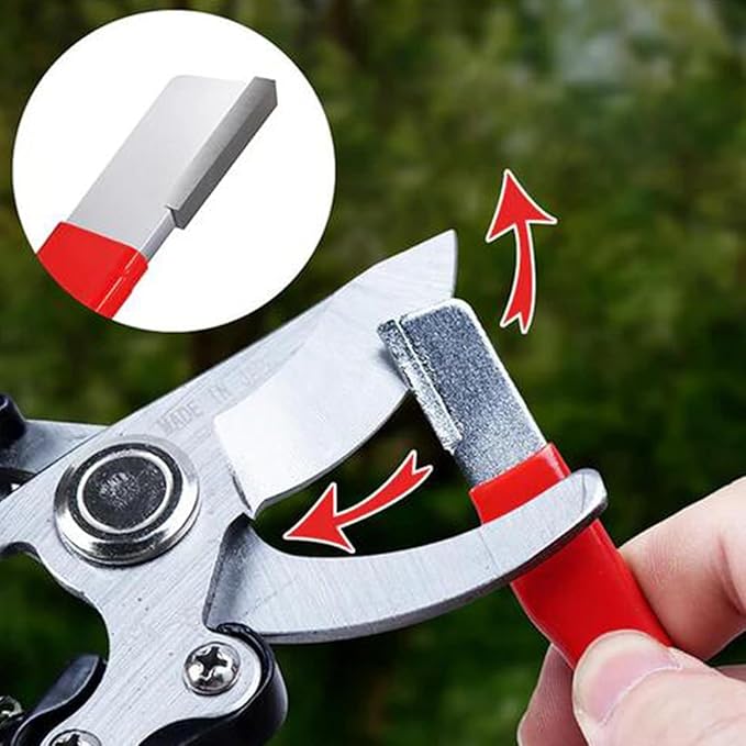 2Pcs Red Portable Quick Sharpener, Lawnmower Blade Sharpener, Multipurpose Pocket Garden Tool for Knives, Pruners, Loppers, Hedge Shears, Scissors, Axes, Hatchets, Machetes, Lawn Mowers