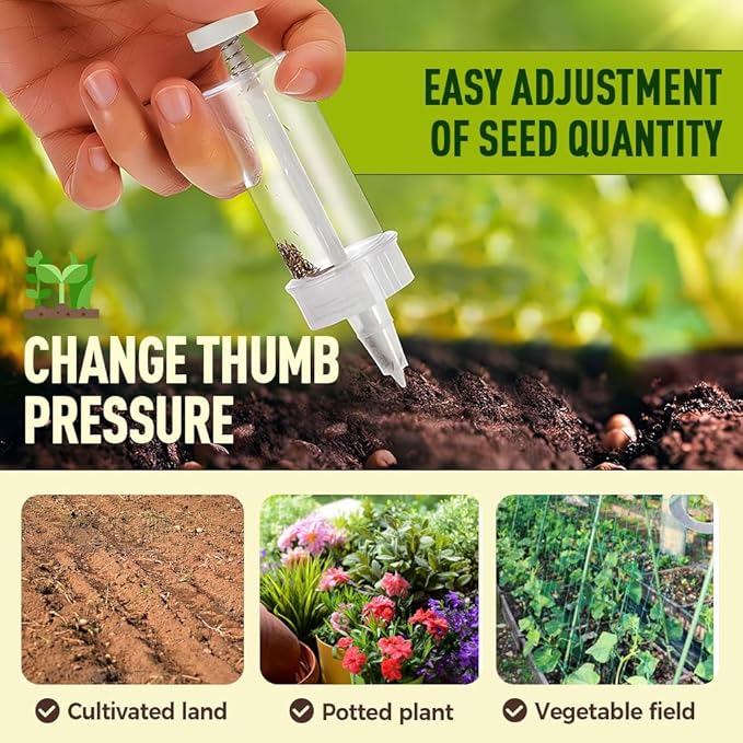 hoehew Seed Spreader, 2025 Upgrade Mini Sowing Seeds Dispenser Set, Handheld Seed Planter, Small Seed Planter Tool, Manual Seedlings Dibber and Widger Set Gardening Tools (a)