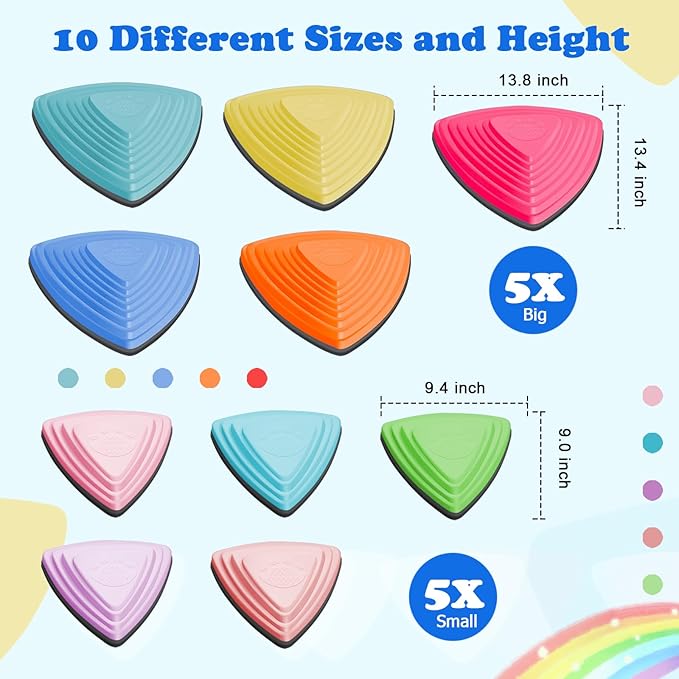 Stepping Stones for Kids Non-Slip Balance River Stones Toys Promoting Children's Coordination Skills Obstacle Courses Sensory Toys for Toddlers Indoor & Outdoor