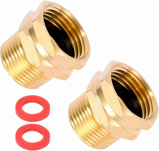 2 Pack Brass Garden Hose Adapter, 3/4" GHT Female x 3/4" NPT Male Connector,GHT to NPT Adapter Brass Fitting,Brass Garden Hose to Pipe Fittings Connect