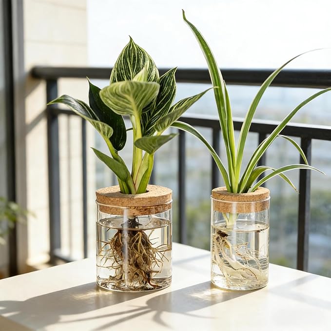 Glass Propagation Stations for Plants, Propagation Flower Vases Set, Hydroponic Glass Container Vase, 2 Large & 2 Small for Desks Houses Garden Decorations Home Kitchen Decorations and Gifts
