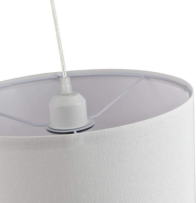 2 Pack Plug in Pendant Light, Hanging Light with 15Ft Clear Cord, On/Off Switch, White Fabric Lamp Shade, Hanging Light Fixture for Bedroom, Kitchen,