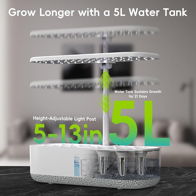 Large Hydroponics Growing System 14 Pods, Indoor Herb Garden with LED Grow Light, 5L Water Tank, Hydroponic Grow Kit with Auto-Timer, STEM Growing kit