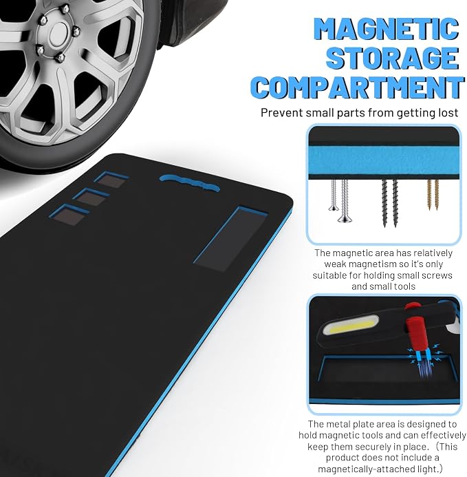 2 Pcs Extra Large Mechanic Kneeling Pad, 39" x 19" Thick Soft EVA Foam Mat with Magnetic Slots for Screws & Accessories, Knee Cushion for Auto Repair, Gardening, Workshop, Exercise,Camping