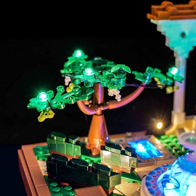 Upgraded Led Light Kit Compatible with Lego Fountain Garden Building Set, RC Version Compatible with Lego 10359, Best Gifts for Adults (Model Not Included)