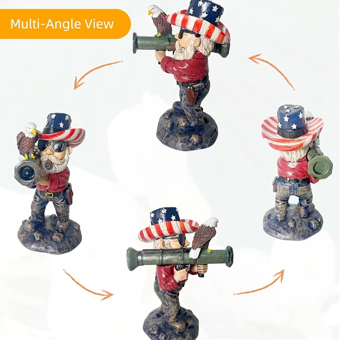 Patriotic Gnomes, Military gnome,gnome,4th of July/Army/Armed Gnomes Fighting, for Men,USA, Military Gifts,Veteran Gifts,Desk Decor for Men,Mens Office Decor 001
