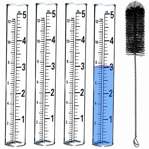 YZDTECH Plastic rain Gauge Replacement Tube, 5'' Capacity rain gauges Replacement Tubes Plastic for Yard Garden Outdoor Home, with Tube Brush, Best Rated