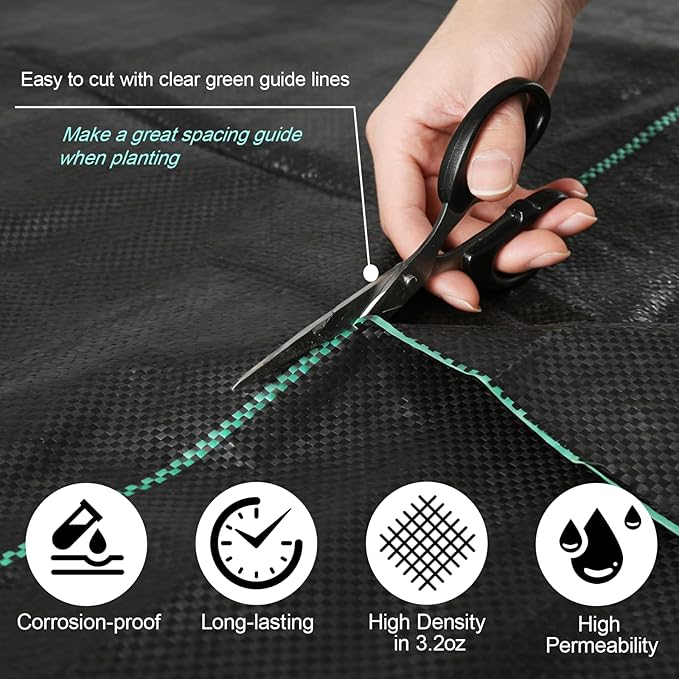Weed Barrier Landscape Fabric 3FT x 100FT - 3.2oz Heavy Duty Weed Control Mat, High Permeability Woven Geotextile Fabric for Driveway, Gravel, Yard Ground Cover, Greenhouse Gardening (Black-3x100FT)