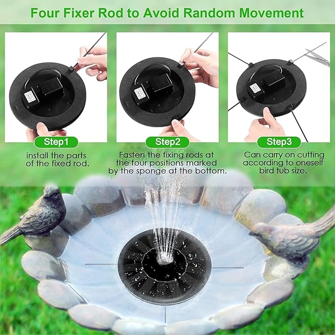 Solar Bird Bath Fountains, 1.4W Upgraded Solar Water Pump, Floating & Standing Dual Use Design, 10 Adjustable Spray Nozzles for Garden Pond Pool Outdoor Landscape Decor