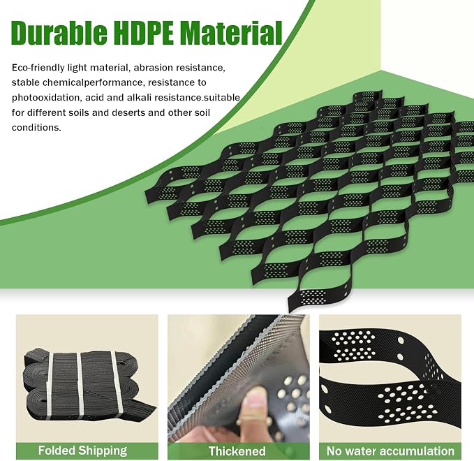 4" Thick Gravel Ground Grid 6.5ft x 16.5ft - Geo Grid Driveway Stabilization Grids, Gravel Retainer Grid 1885 LBS Per Sq ft, Geocell Geogrid for Walkway Driving RV Parking Slopes and Garden