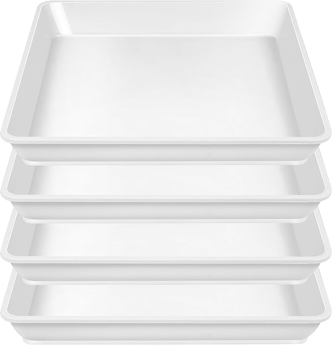 LWALRS 4 Pack Square Plant Saucer 18 Inch, Durable Plastic Plant Saucer, Heavy Duty Plant Pot Saucers, Planters for Indoors and Outdoors Plants，Large Deep Plant Trays for Pots,