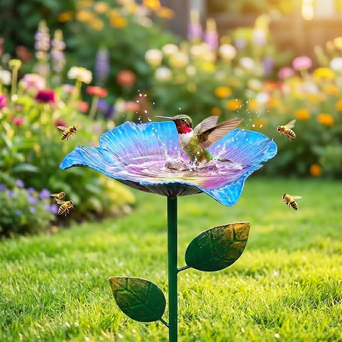AIIONP Handmade Metal Flower Garden Stake, 2026 New Outdoor Garden Decor, Weather-Resistant Decorative Yard Art for Backyard, Artistic Metal Flower Stake for Garden Enthusiasts (1, Blue)