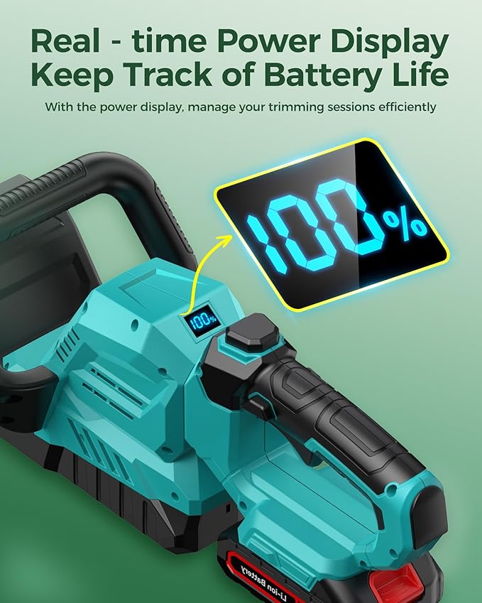 20'' Hedge Trimmers Cordless with Battery, 3000RPM Brushless Electric Bush Clipper with 2pcs 2000mAh Rechargeable Batteries, 180° Rotatable Head, 2/3'' Blade Gap Blue,Gifts for Father’s Day