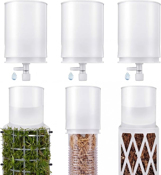 SiliFine 6 Pcs Moss Pole Watering Dripper Adjustable Self Watering Planter Insert with Flow Control Long Lasting Moisture Consistent Dripper Spike with Transparent Reservoir for Monstera Epipremnum