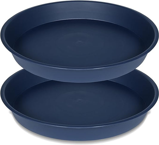 2 Pack of 10 inch Plant Saucer Gray, Heavy Duty Plastic Plant Saucer 10 inch Round, Durable Plant Tray for Pots, Plant Saucers for Indoors, Plant Trays for Planter 9"/10" (10", Blue)