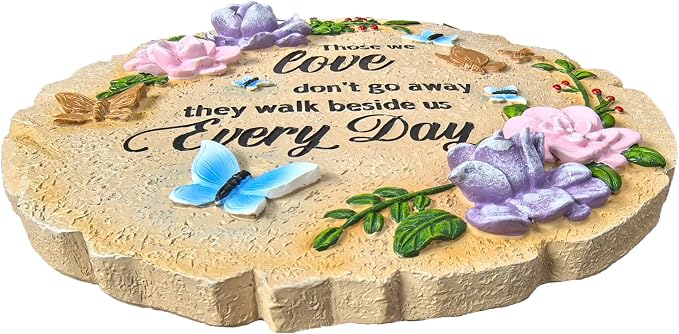 Memorial Garden Stone, Dual Use Stepping Stone & Wall Decor with Touching Message – Those We Love Don't Go Away, Resin Plaque for Outdoor & Indoor Use