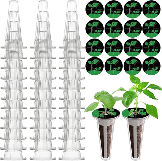 Oliz 50 Pack Hydroponic Grow Baskets with 51PCS Seed Pod Labels Stickers, Replacement Garden DIY Accessories for Most Hydroponic Growing System