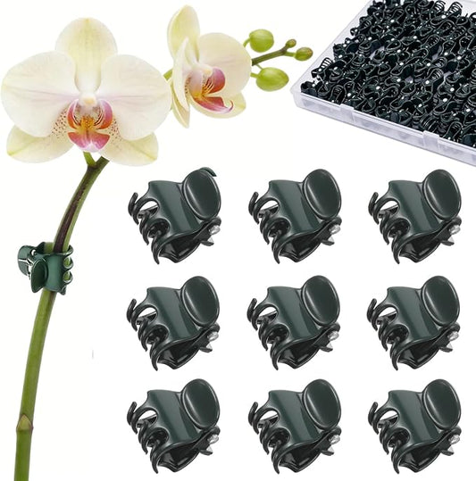 100 Pcs Standard Orchid Clips - 0.7-inch Max Opening, Dark Green Plant Support Clips, Gentle Hold with No Damage for Phalaenopsis and Small-Medium Stems