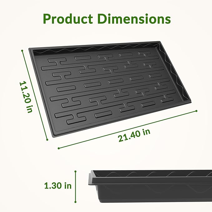 Gardzen 10-Pack 1020 Growing Trays, Reusable Plant Grow Trays, Ideal for Seed Starting, Microgreens, Indoor Gardening, and Greenhouse Nurseries, 21" × 11"