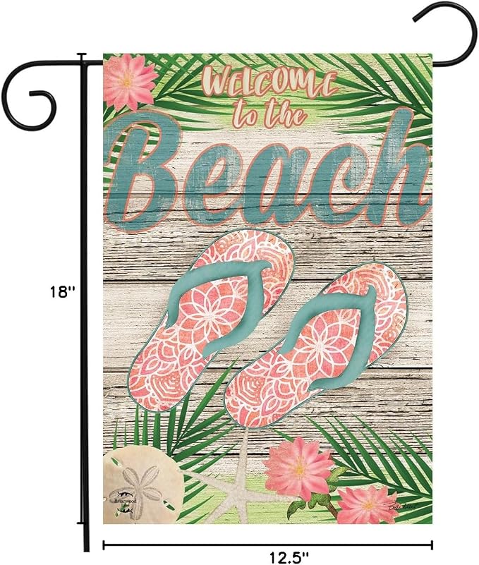 Welcome Beach Flip Flops Summer Double Sided Garden Flag 18" x 12.5" Briarwood Lane