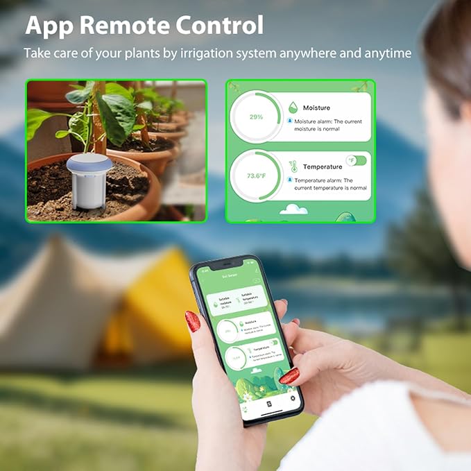 Smart Soil Moisture & Temperature Sensor WiFi/Bluetooth | IP65 Waterproof Certified Indoor/Outdoor Plant Monitor | Compatible with Alexa, Tuya App | Garden, Lawn Hygrometer
