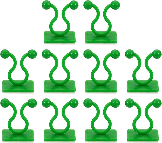 uxcell 100Pcs Plant Climbing Wall Fixture Clips, Plant Fixer Self-Adhesive Hooks Wire Fixing Supporting for Indoor Outdoor Decoration and Cable Wire Fixing (Green, 8mm/0.31")