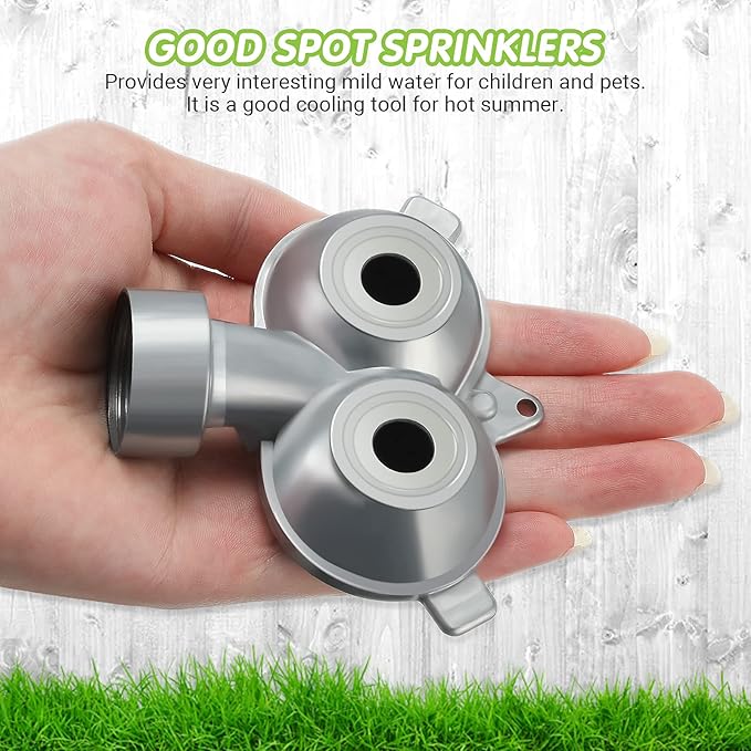Honoson 4 Pcs Circle Pattern Twin Spot Sprinkler Metal Lawn Garden Rotating Water Spray Sprinkler 360 Degree for Lawn Yard, Silver
