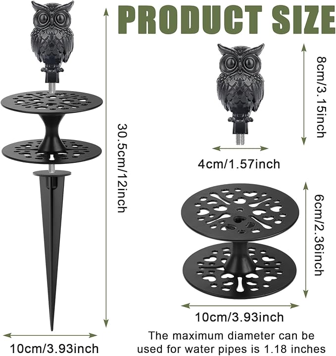 4 Pack Hose Guides for Garden Heavy Duty Metal Water Hose Guards for Flower Beds Decorative Garden Stake Spike Owl-Shaped Black Cast Iron Plant Protector for Lawn Yard Ground Outside Flower Bed