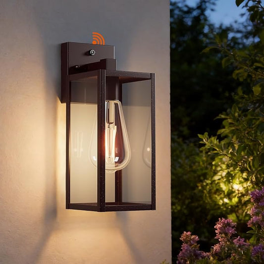 13'' Oil Rubbed Bronze Dusk to Dawn Outdoor Porch Lighting Fixtures Wall Mount, Sensor Exterior Wall Light for House, Ouside Lantern Lamp, Waterproof Wall Sconce Lights, Metal Coach Light for Garage