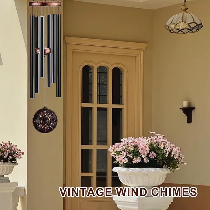 Wind Chimes for Outside, Vintage Sun Moon Star Deep Tone Wind Chime Outdoor Clearance, Patio Porch Balcony Decoration, Garden Decor Birthday Gifts for Women Mom Grandma (34" Sun Moon Star)