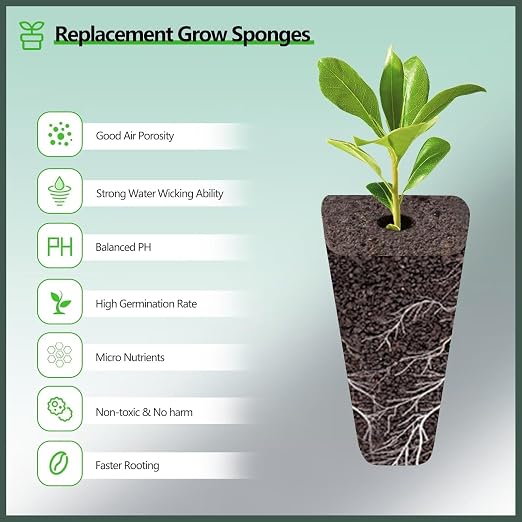 YBB 50 PCS Hydroponic Seed Pods Growth Sponges, Plant Starter Pods, Compatible with IDOO, QYO, LYKO Hydroponics Garden Growing System with Plant Labels (Square)