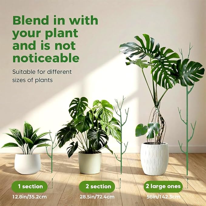 6 Pack Stackable Monstera Plant Support, Garden Plant Support Stakes for Indoor Outdoor Plants, Climbing Plant Support Structures Plant Holder Stick Moss Pole for Support Tall Potted Plants (6 Pack)