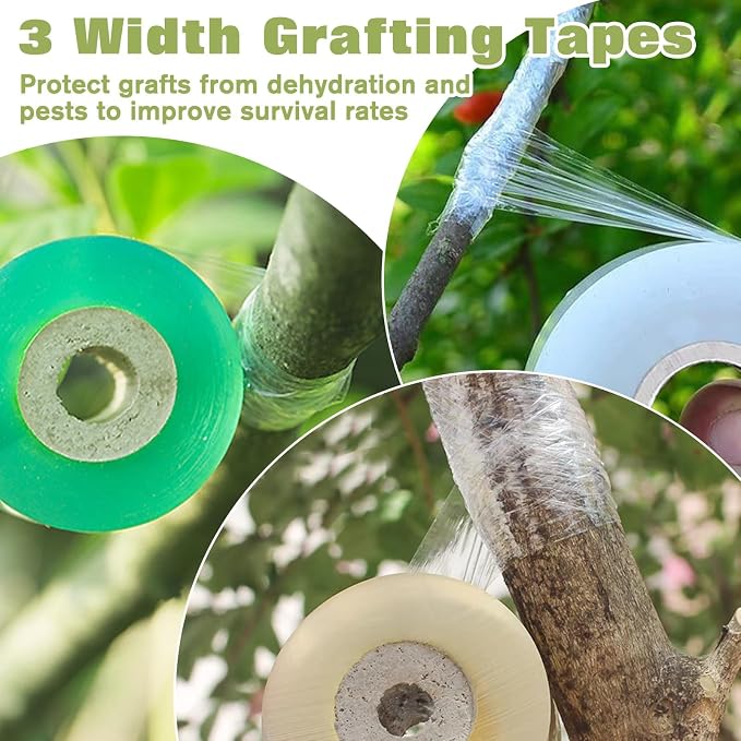SPEEDWOX Grafting Gardening Knife Double Blades Garden Knife For Budding Pruning With 3 Rolls Grafting Tape And Tree Tags Garden Grafting Tool Grafting Tape For Fruit Trees