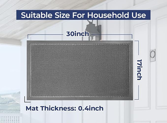 Muddy Mat® Meshy Mat™ Door Mat Heavy-Duty Quick-Dry Floor Mat, Sand & Dirt Trapper for Indoor & Outdoor, Ideal for Entrance, Mudrooms,Patios & Garages,Low-Profile,Non-Slip,Washable– Grey 17"x30"x0.4"