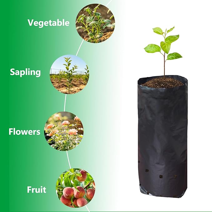 Belit Nursery Growing Bags, 100 Pcs Black Plastic Seedling Pots for Gardening Seed Plant Bags, Fruit Tree Seedling, Starting saplings(5.7"x9.5")