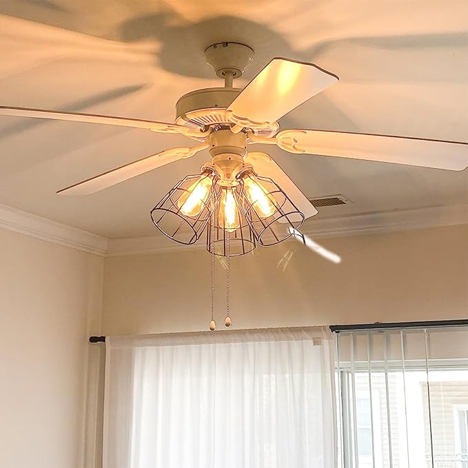 Ceiling Fans Light Covers Metal Shade, Industrial Style Replacement Lamp Guard with Standard 2-1/8" Fitter Size, 6.9" high x 5.1" Diameter, Pack of 4