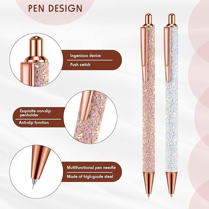 Epakh 2 Pieces Weeding Pen Vinyl Pen Pin Weeding Tool Fine Point Glitter Metal Vinyl Air Release or Car Puncturing Installation Retractable Craft Tool for DIY(White, Gold)