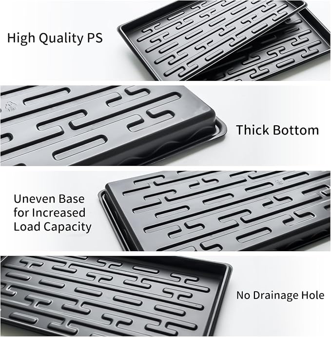 RooTrimmer Shallow 1020 Nursery Flat Trays Specialized for Holding & Carrying 200 Cell Plug Seedling Trays (Height is 1.3"),Microgreen Germination Trays,10 Pack, No Holes (YB01, 10Pcs)