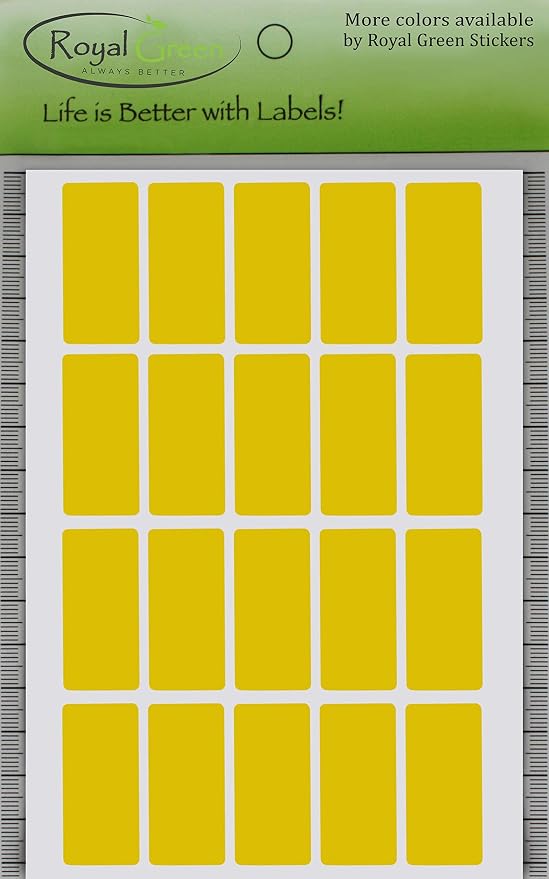 Royal Green Color Code Labels Rectangular 1.57 inch x 0.75 inch Yellow Stickers Rectangular Labels (40mm x 19mm) - 1000 Pack