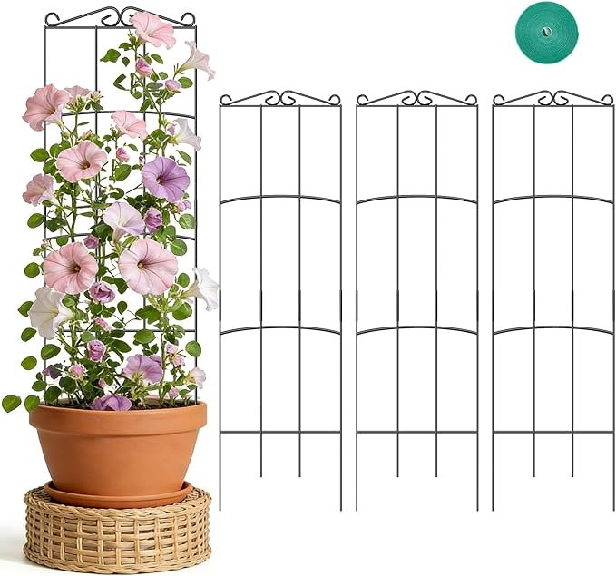 Trellis for Climbing Plants Indoor, 4 Pack 31'' Metal Plant Trellis Indoor for Potted Plants, Sturdy Plant Support Outdoor for Ivy Pothos Monstera Hoya Flower Vine, Rectangular Shape