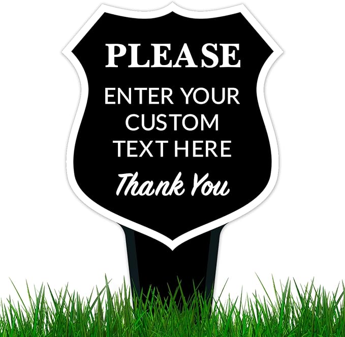 Personalized Aluminum Composite Yard Stake Sign, Custom Inground Shield Decor Indoor/Outdoor Sign, 16x9 Inches, ACM, Fade Resistant, Made in USA by Sigo Signs