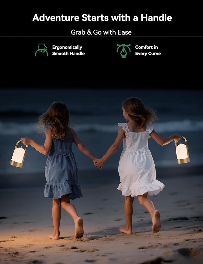 Tubicen Rechargeable Table Lamp Waterproof Outdoor Lantern Portable 4000mAh Battery Operated Camping Lamp Brass 4-Level Touch Dimmable Cordless Outdoor Table Lamp for Bedroom Bathroom Patio Balcony