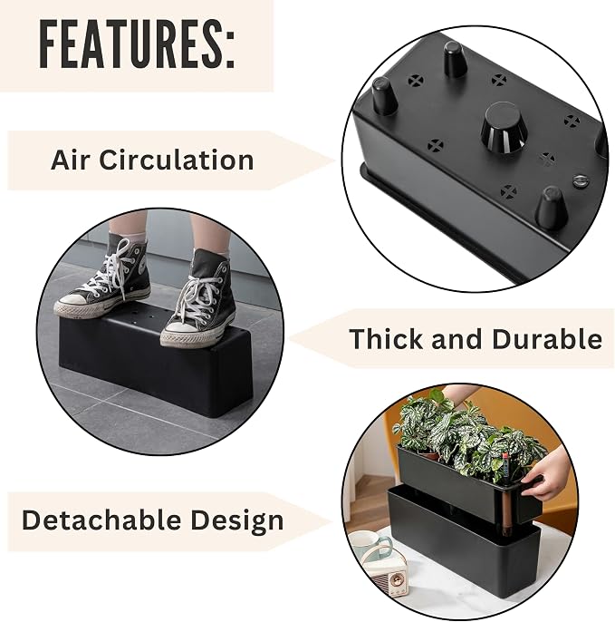LaLaGreen Railing Planter Boxes (16 Inch, 4 Pack) Black Rectangular Plastic Window Box Planters with Self-Watering System Metal Brackets, Outdoor Plants Herbs Flowers Deck Balcony Fence Garden Decor