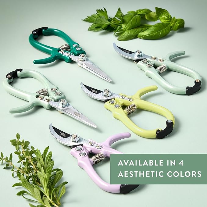 Modern Sprout Pruning Shears - Herb Snipping Scissors- Lightweight Gardening Tools W/Easy Lock - Flower Cutter Garden Shears - Gift for Father's Day -Carbon Steel Blade+Reusable Holster(Multi,12 Pcs)
