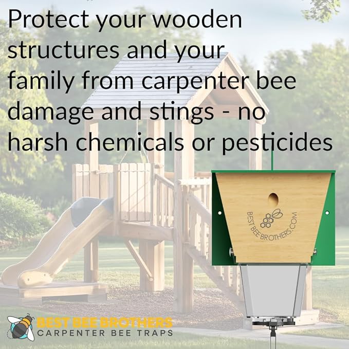 Best Bee Brothers Ultimate Pro Carpenter Bee Trap for Outside with Extra-Large, Clear External Receptacle, Internal Bee Vault & Spring-Loaded Door, 4.2” D x 5.8” W x 7.5” H (2 Pack)
