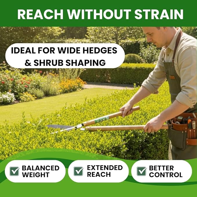 Fujiwara Japanese Hedge Shears 27.2 in (690 mm), Forged Garden Clippers with White Oak Handles, Precision Trimming Shears for Hedges, Shrubs & Landscaping - forest Originals