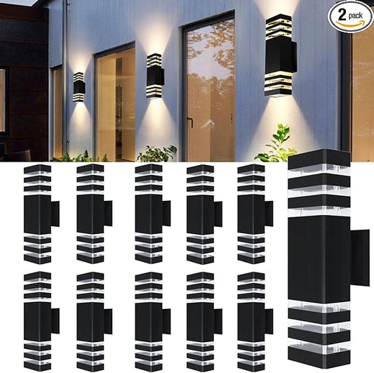 10Pack 15inch LED Square Up & Down Wall Lights,14W Outdoor Wall Light 4000K Day White Aluminum Body Waterproof IP65 LED Exterior Light Fixtures Wall Mount for House Patio Garage Garden.