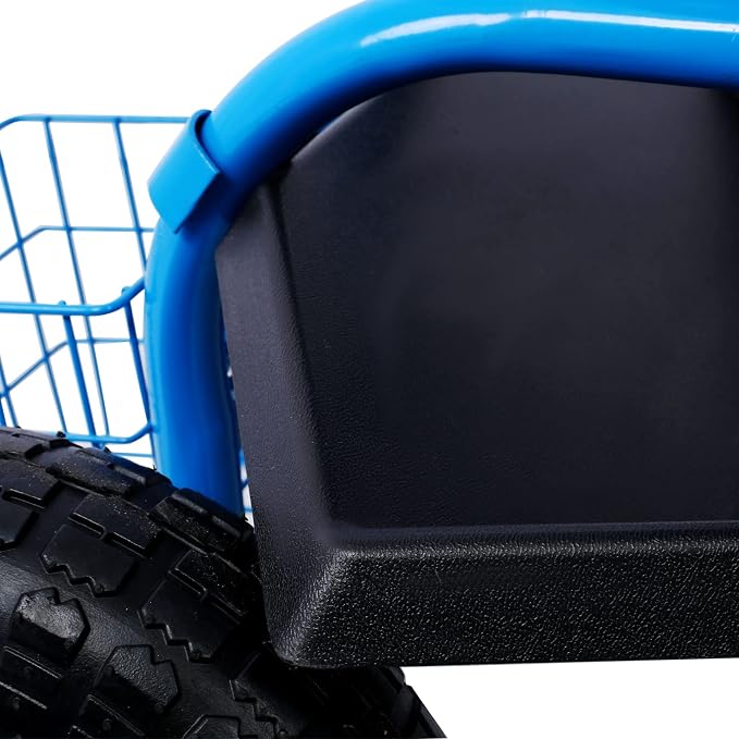 Rolling Garden Cart with Seat 360 Degree Swivel Seat Garden Scooter, Heavy Duty Garden Stool with Wheels, Utility Tool Tray Basket, Blue