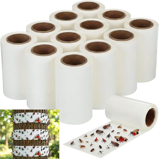 12 Rolls Spotted Lantern Fly Traps Ant Insect Barrier, 30 ft Each, Outdoor Fly Tree Tape Trees Wrap Spotted Lanternfly Killer for Protect Trees, Fruit & Plants, Pest Control Lawn & Garden