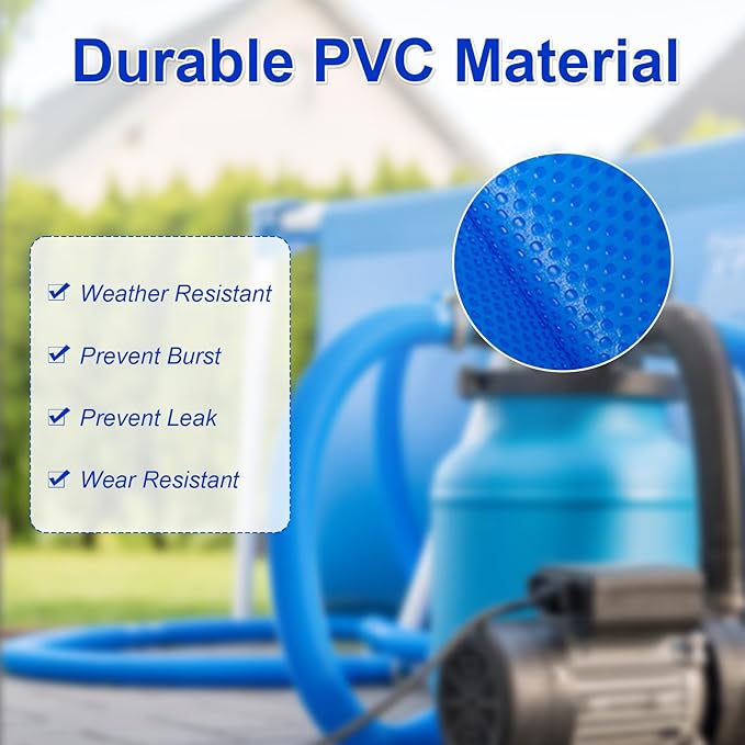 2-Inch 100FT Pool Backwash Hose – Fits Pump Outlets with Outside Diameter 1.6" to 2", Heavy-Duty, Includes 4 Stainless Steel Clamps, for Above-Ground Pools, Sump Pump Discharge